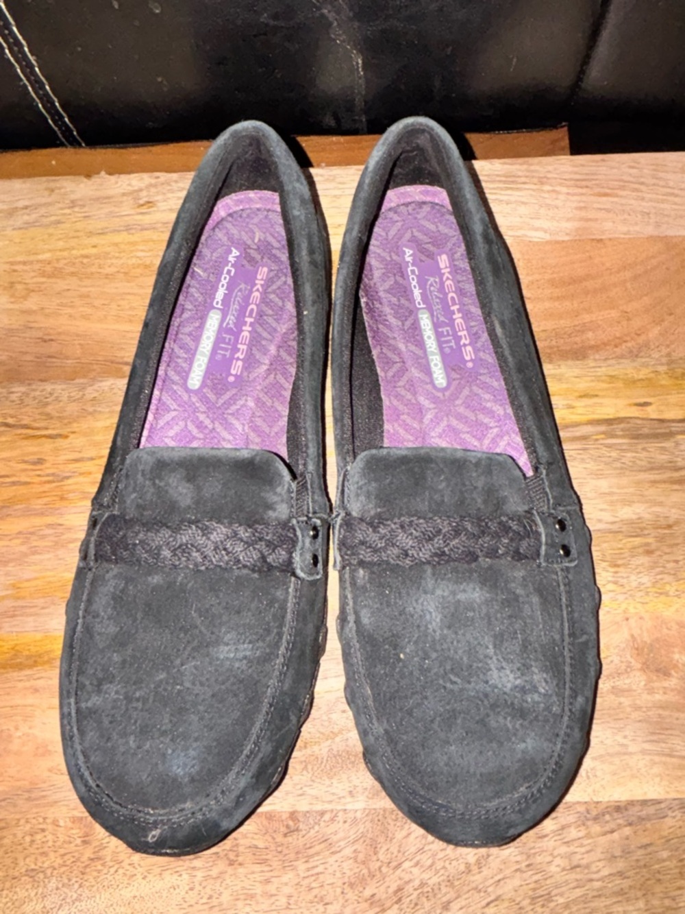 Skechers Black Suede Slip-On Loafers for Women